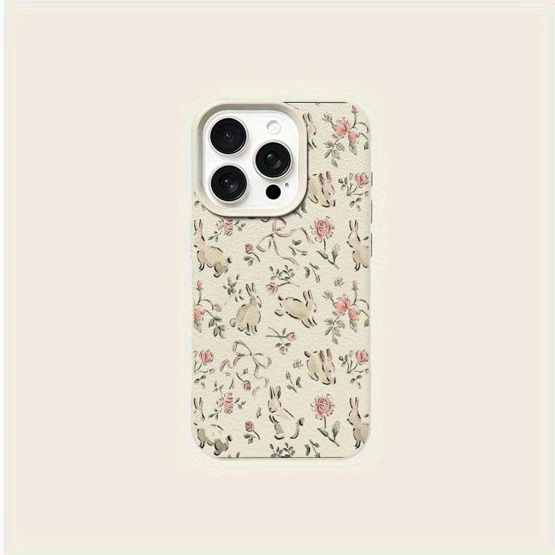 Butterfly Bunny Pink Floral Print iPhone Case