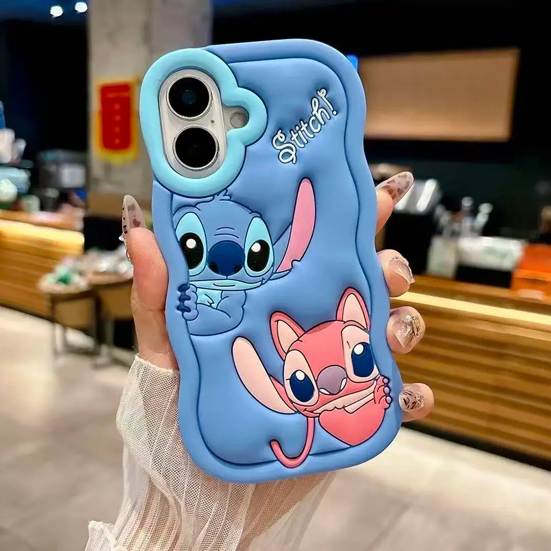 Cute 3D Stitch Shoulder Strap Silicone iPhone Case