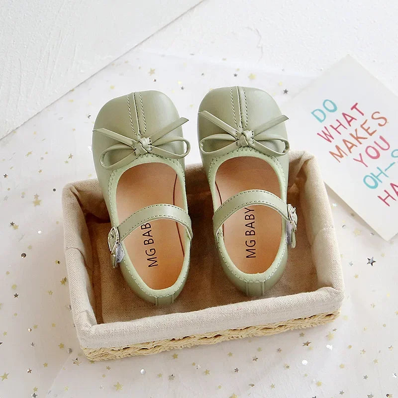 Baby Girls Mary Jane Flats Butterfly PU Leather Shoes for Kids