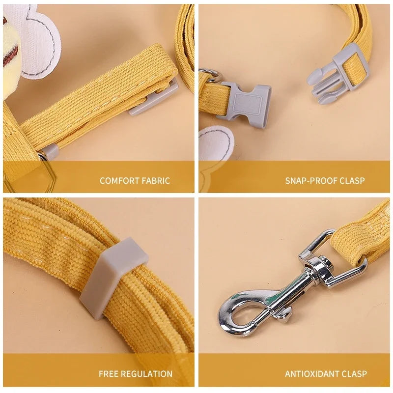 Cat Harness and Leash Set Adjustable Cartoon Bee Design for Small Pets