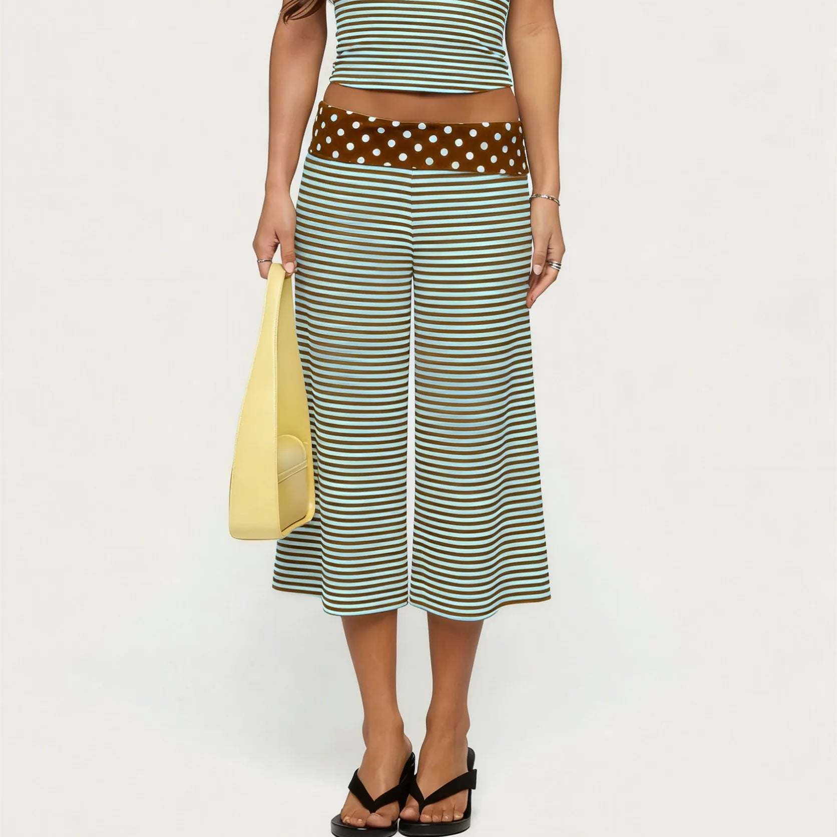 Women Fold Over Wide Leg Pants