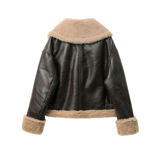 Women Thickened Double Sided Short Jacket Brown Winter Coat 2025