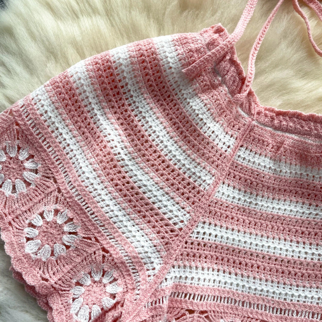 Women’s Crochet Halter Top and Shorts Set Beach Vacation Outfit