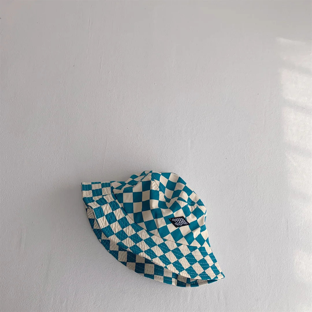 Kids Checkerboard Bucket Hat Cute Plaid Sun Hat for Boys & Girls
