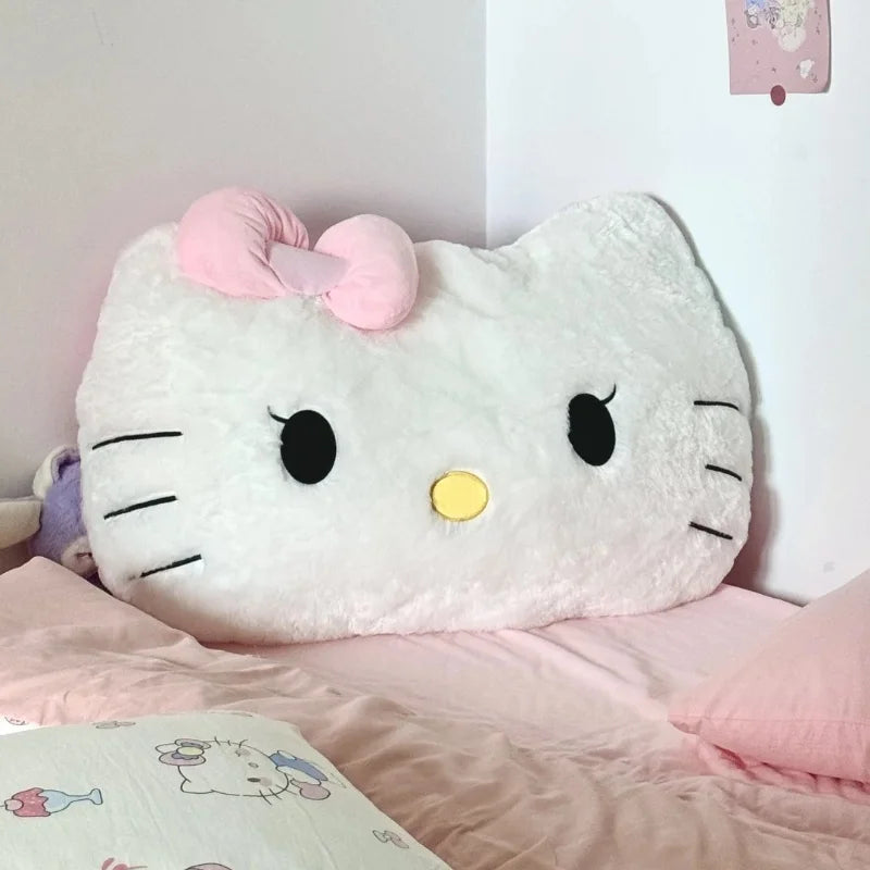 Large White Cat Plush Pillow Fluffy Back Cushion Cute Stuffed Sofa Decor