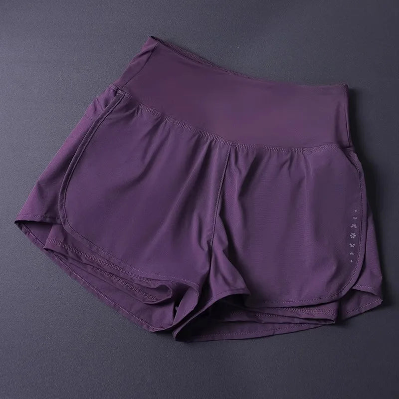 Women’s 2 in 1 Running Shorts with Pockets Lightweight Yoga Gym Shorts