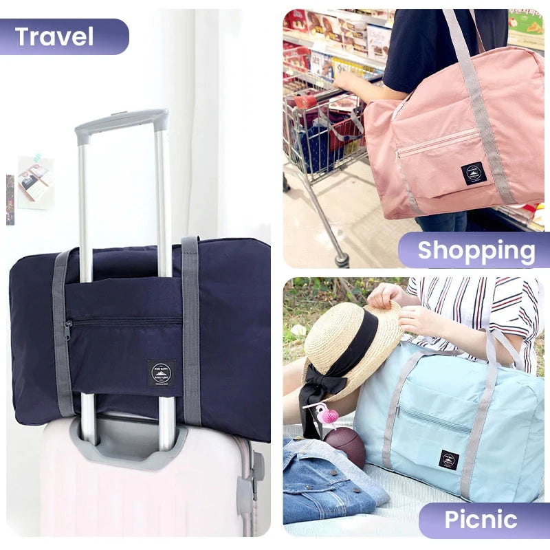 Foldable Travel Duffel Bag Carry On Luggage Large Capacity Lightweight Waterproof Weekend Gym Bag Women