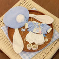 20cm Cotton Doll Clothes Blue School Outfit with Bunny Ear Hat