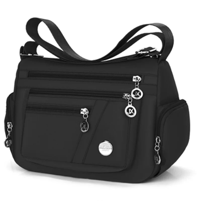Women Nylon Crossbody Bag Multi Pocket Shoulder Bag Waterproof Travel Casual Handbag Large Capacity Messenger Bag
