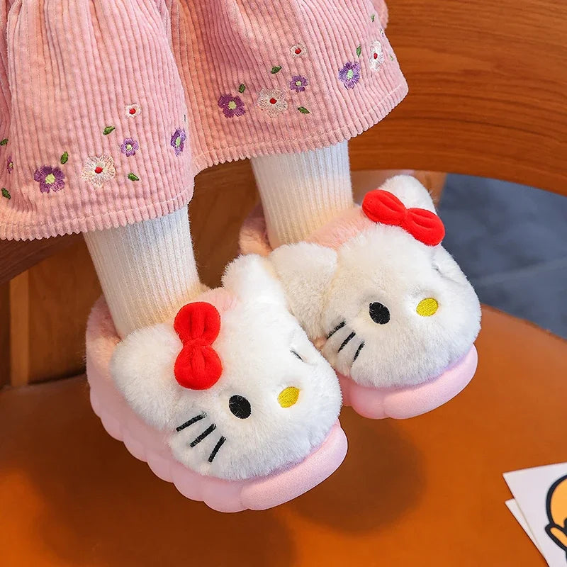 Pokemon Pikachu Plush Slippers Kids Winter Warm Non Slip Indoor Cotton Shoes