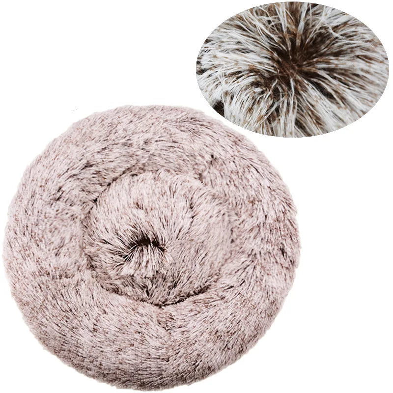 Round Plush Pet Bed Soft Warm Dog Cat Sleeping Bed Multiple Sizes