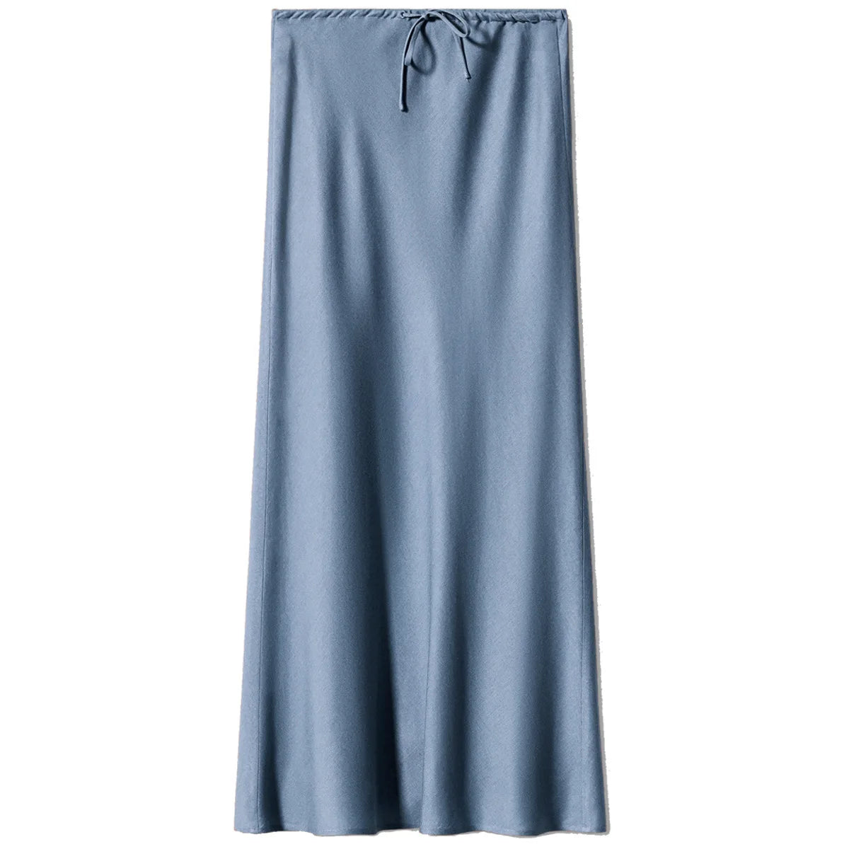 Women Satin High Waist Lace Up Maxi Skirt Elegant Solid Color Long Skirt
