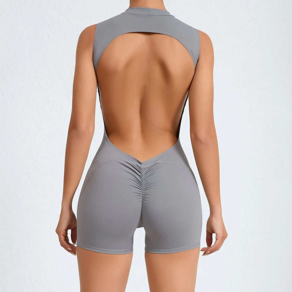 Women Backless Gym Jumpsuit Bodycon Yoga Romper Fitness One Piece Sportswear