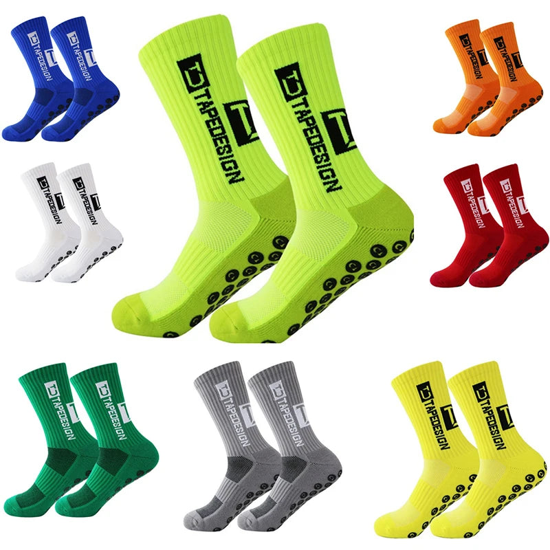 Anti Slip Football Socks Mid Calf Non Slip Grip Socks Men Women Sports Cycling Running Yoga Socks 1 Pair