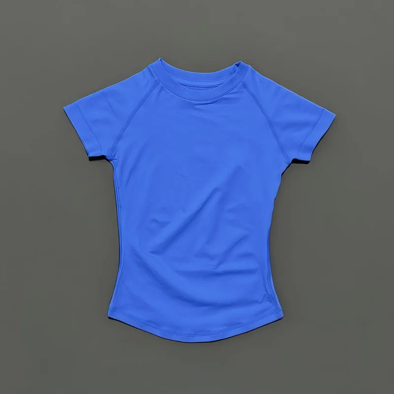 Women Seamless Sports Top Short Sleeve Yoga Gym Running Slim Fit Active Tee