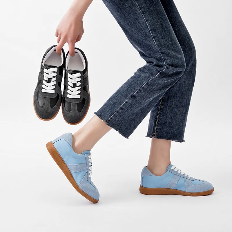 Women Genuine Leather Sneakers Casual Flat Training Shoes Spring 2026