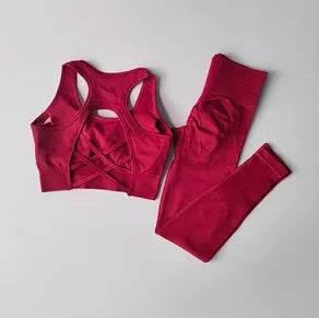 Women Sports Bra Set Fitness Tank Top Leggings Yoga Workout Set Shockproof