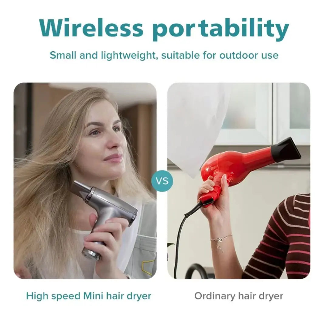 4-in-1 Wireless Hair Dryer USB Rechargeable Negative Ion Air Duster Blower
