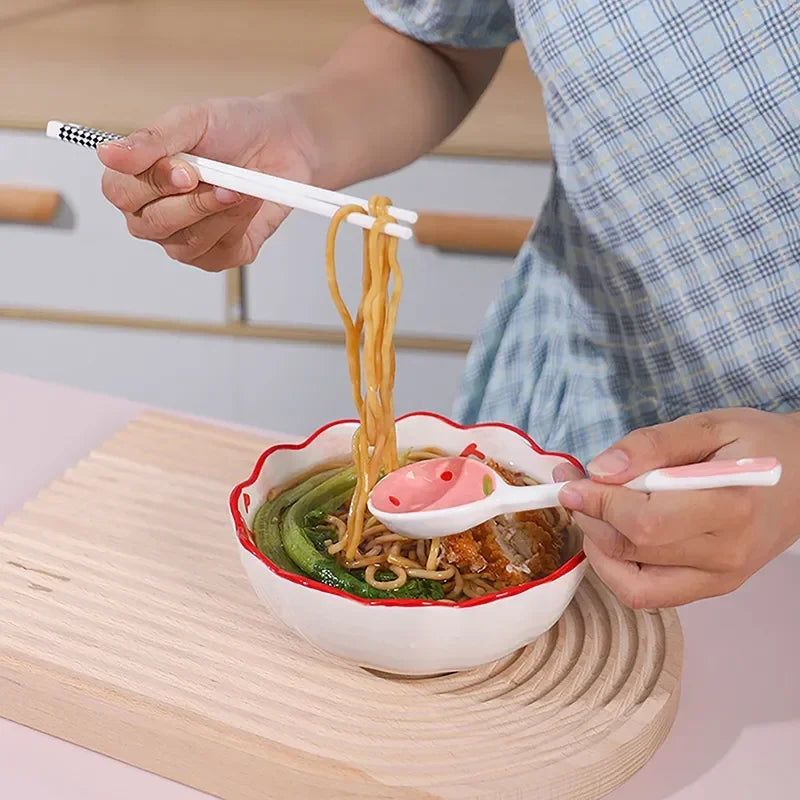 Kawaii Strawberry Ceramic Long Handle Spoon Kitchen Utensil
