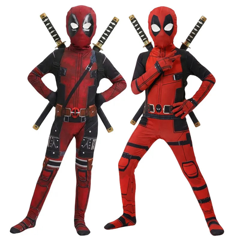 Kids Red Masked Superhero Cosplay Costume with Toy Sword and Bag