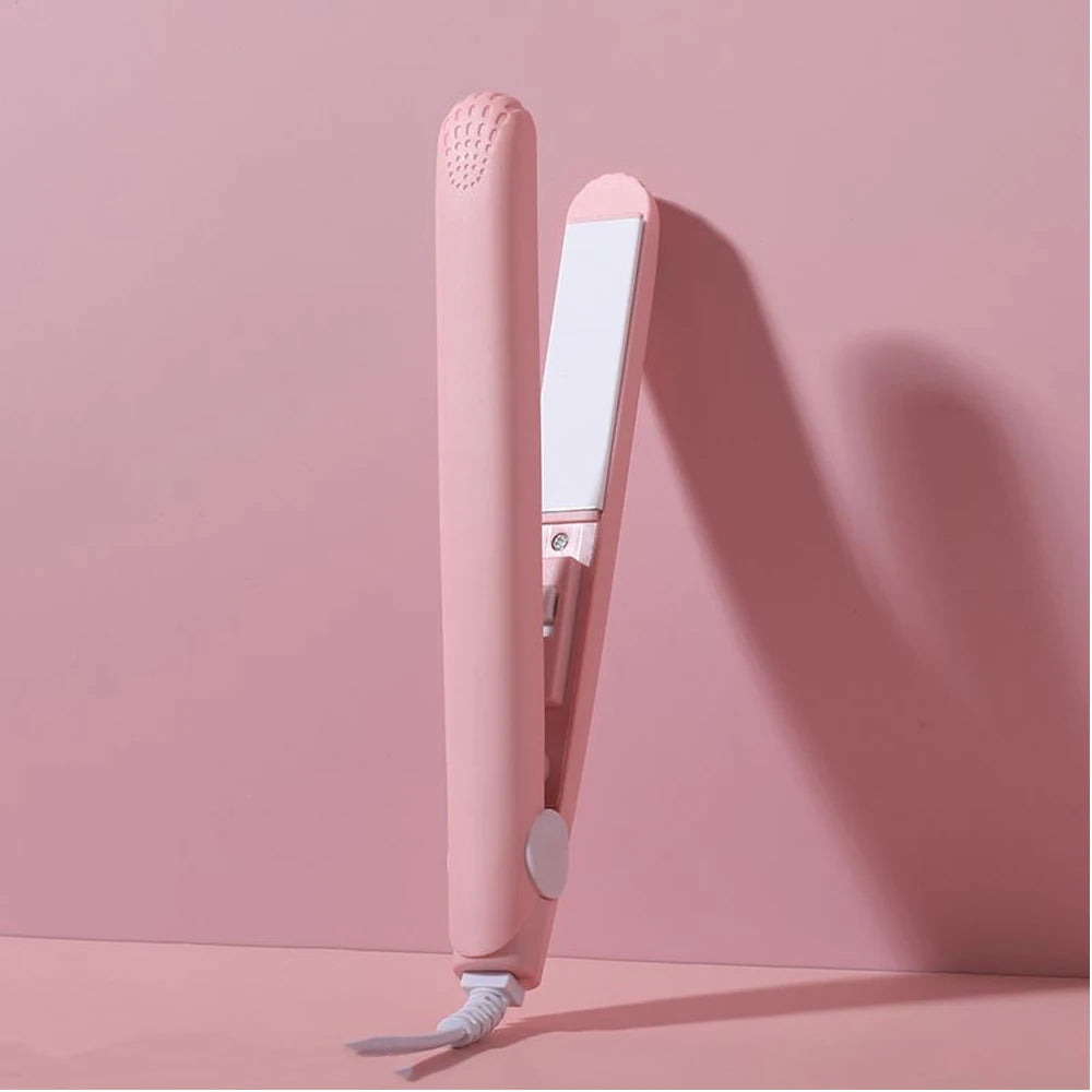 Pink Ceramic Flat Iron Hair Straightener Floating Plates Quick Heat Salon Curler Wand