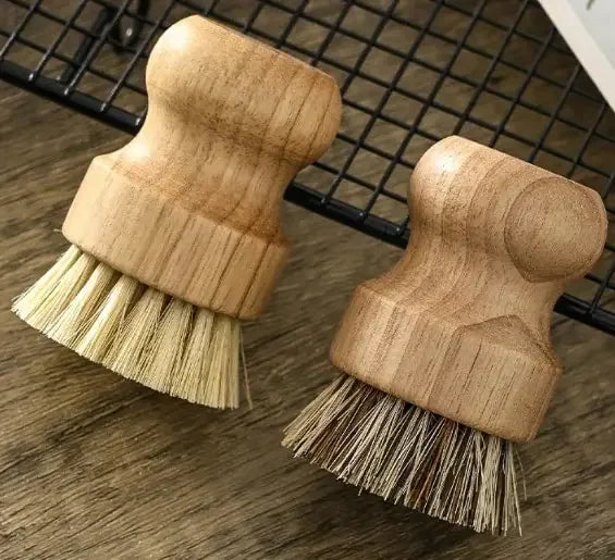 2 Piece Wooden Dish Brush Set Natural Sisal Coconut Kitchen Cleaning Brush