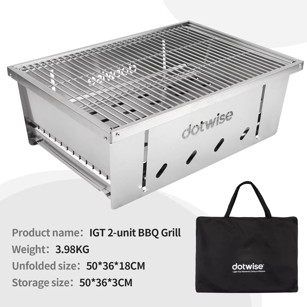 304 Stainless Steel Folding BBQ Grill Portable Outdoor Camping Firewood Stove with Carry Bag