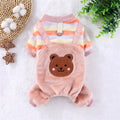 Warm Fleece Dog Jumpsuit Soft Pet Coat with Leash Ring