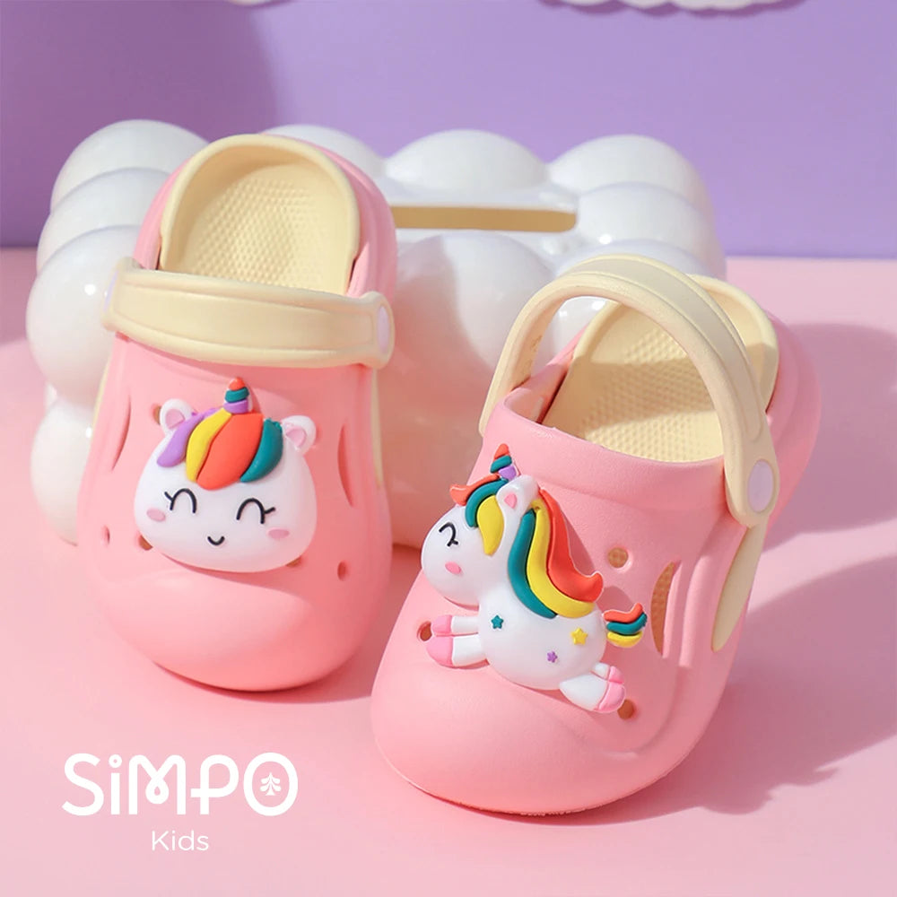 Kids Unicorn Clogs Sandals Anti-Slip Summer Beach Shoes Cute Cartoon Garden Shoes for Girls