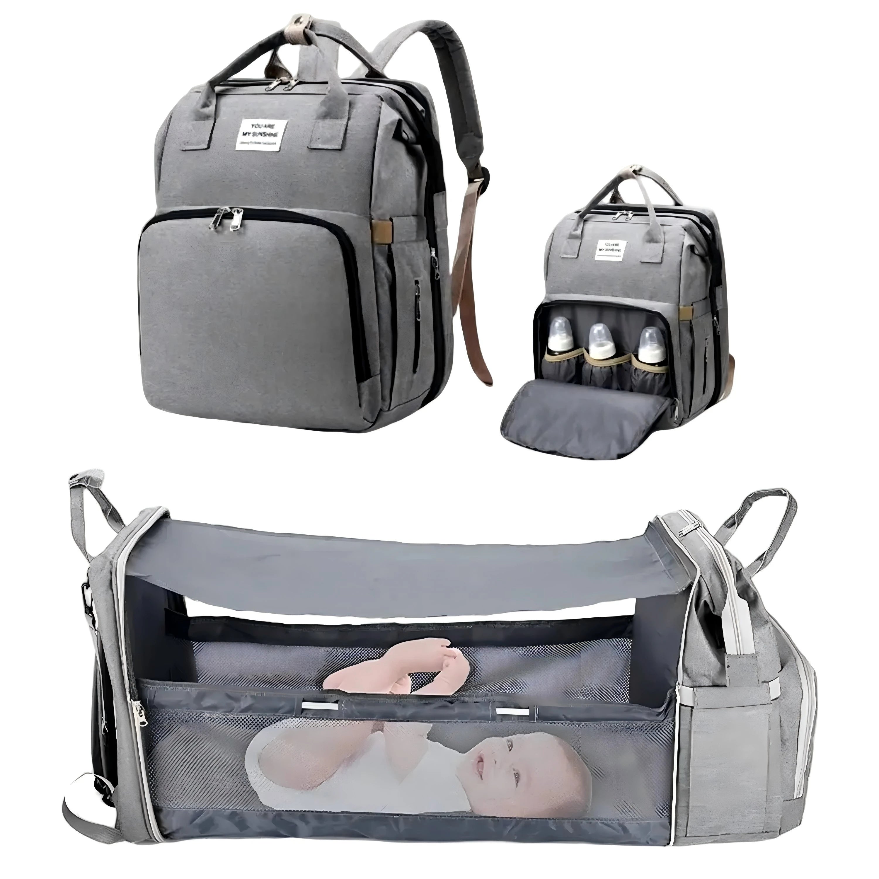 3 in 1 Diaper Bag Backpack Foldable Baby Bed Travel Bag