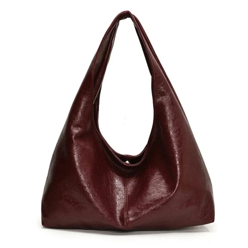 Women PU Leather Hobo Underarm Bag Large Capacity Shoulder Tote Y2K Handbag