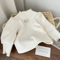 Baby Girls Winter Sweater Puff Sleeve Flower Embroidery Top 1–6 Years