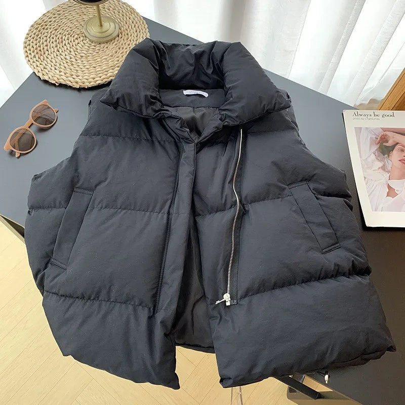 Women Stand Collar Down Vest Winter Jacket