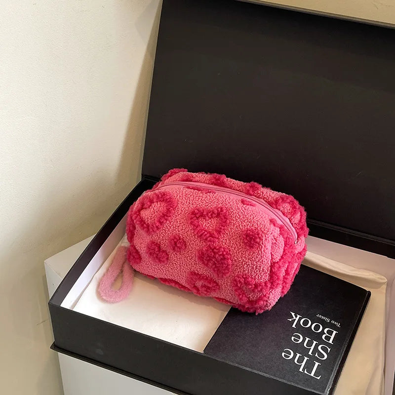 Plush Makeup Bag Soft Travel Cosmetic Organizer Pouch