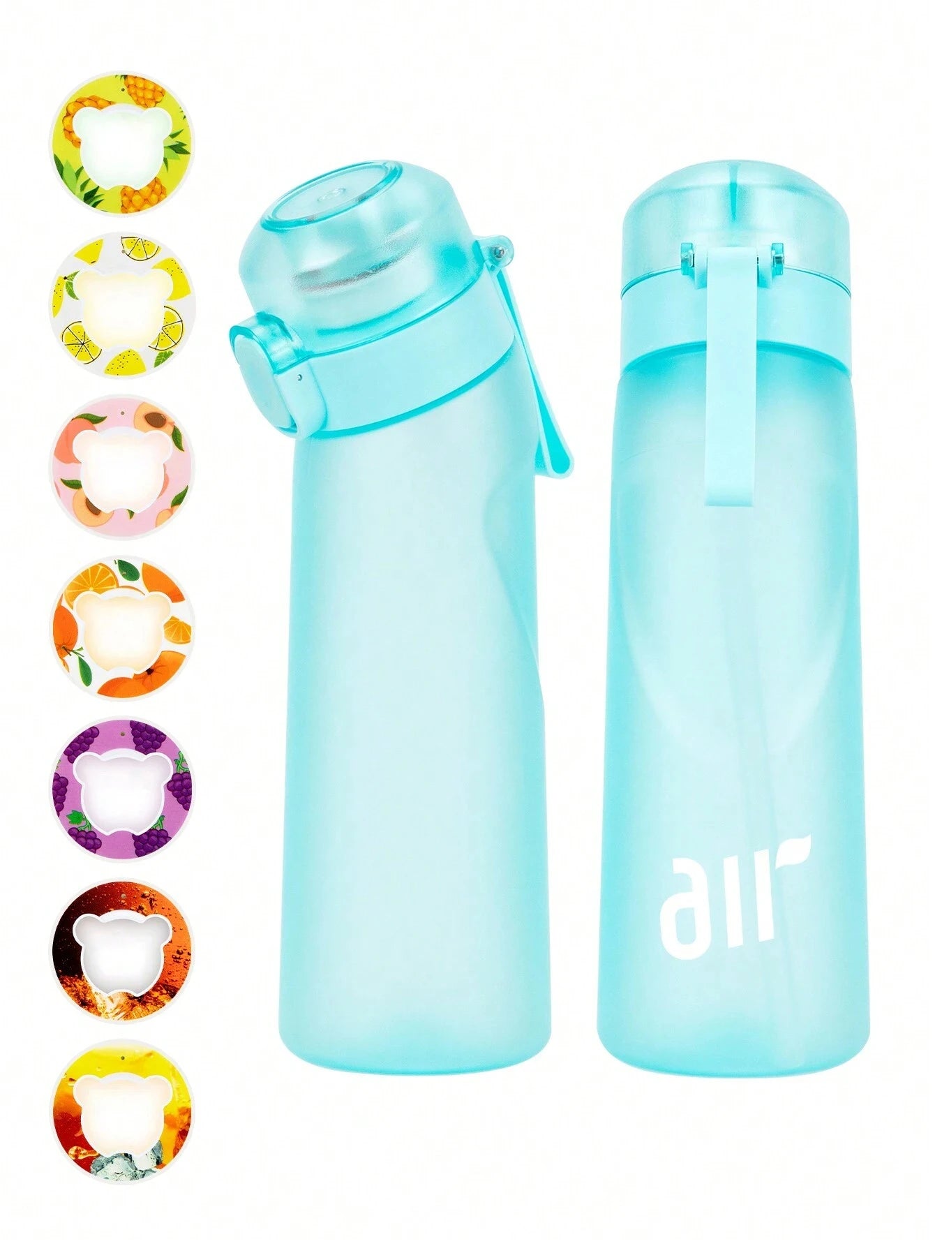 Air Water Bottle with Random Flavor Pods - Leakproof Portable Sports Bottle with Straw