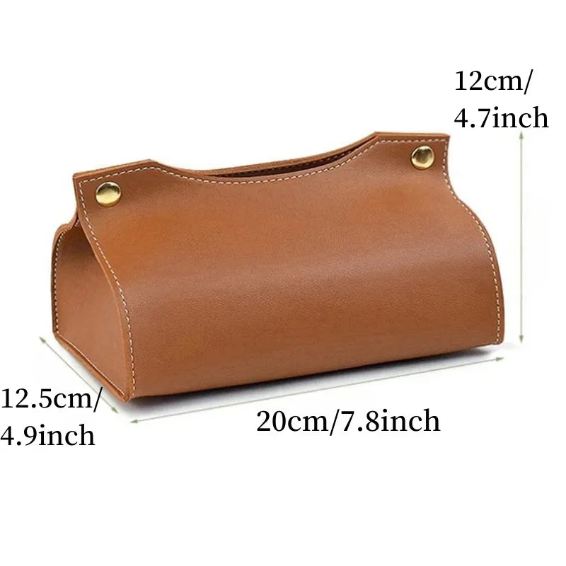 Leather Tissue Box Holder Napkin Organizer for Living Room Kitchen