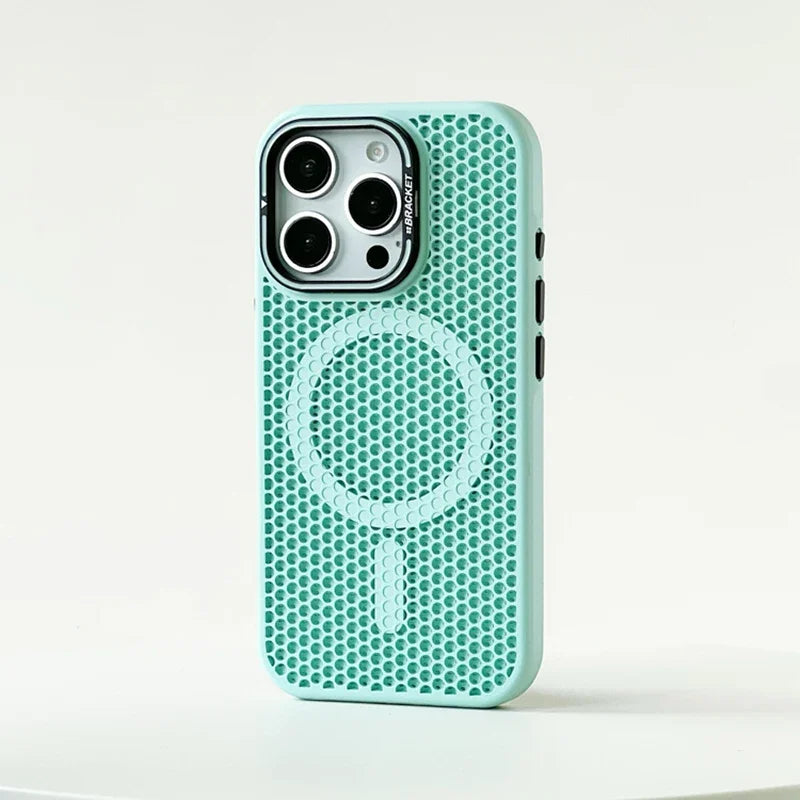 Mesh Cooling MagSafe Alloy Lens Wireless Charging iPhone Case