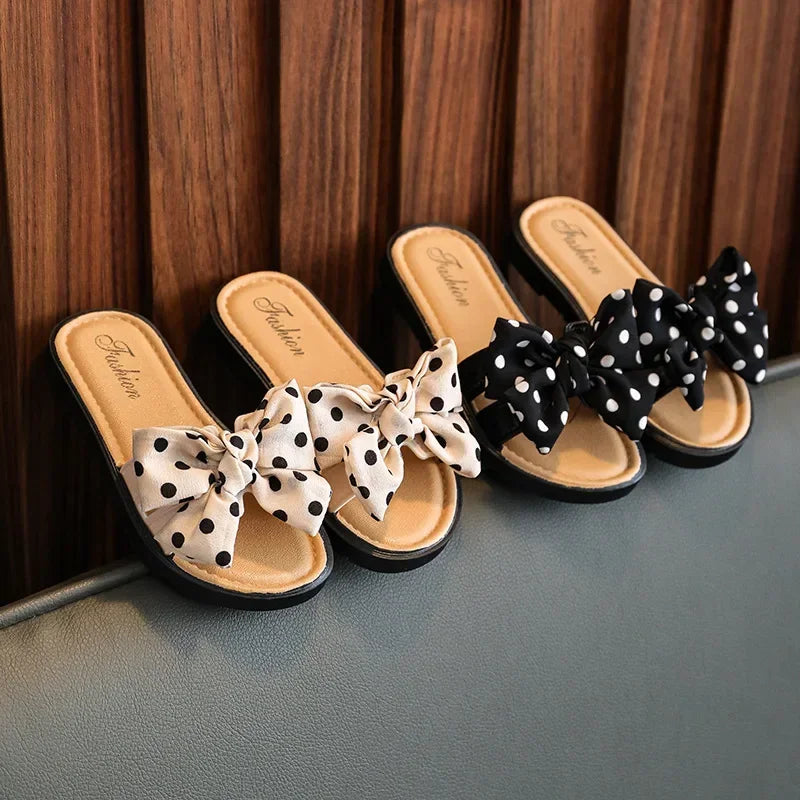Kids Girls Bow Slide Sandals Non Slip Summer Beach Slippers