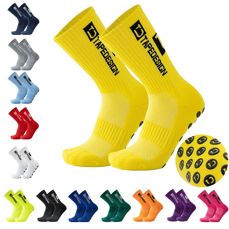 Anti Slip Football Socks Mid Calf Non Slip Grip Socks Men Women Sports Cycling Running Yoga Socks 1 Pair