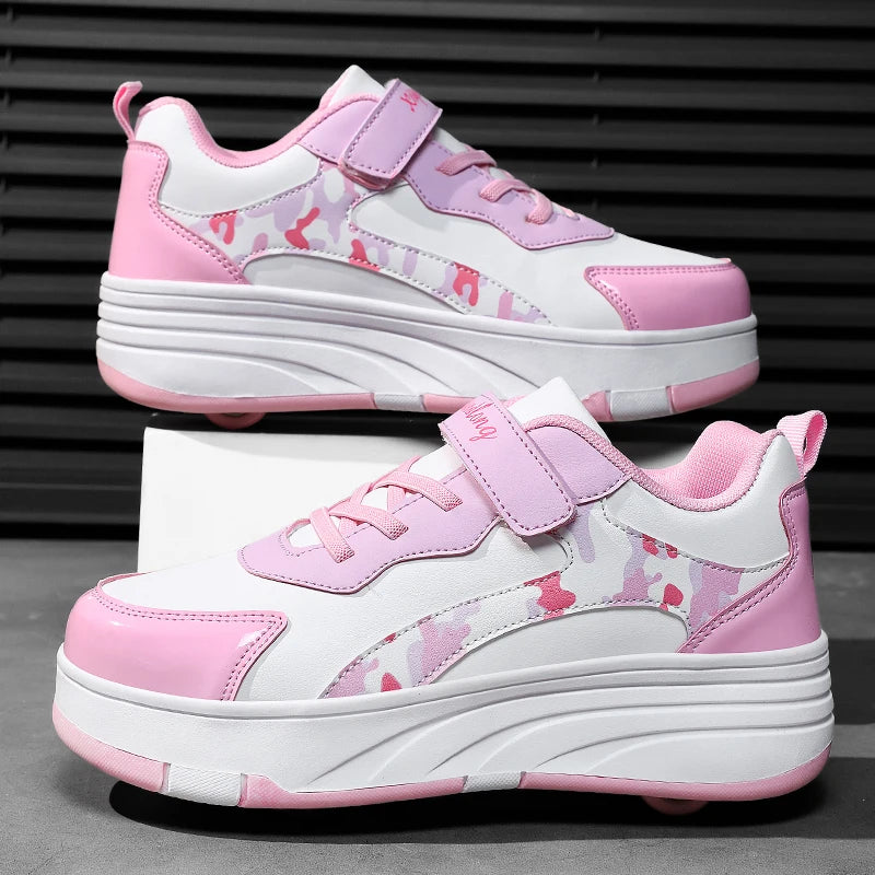 Kids Roller Skate Shoes with Wheels Outdoor Sports Sneakers