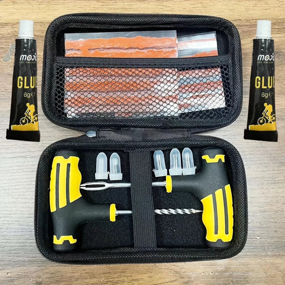 Emergency Tire Repair Kit – Car Puncture Fix Tool Set with Rubber Strips & Glue