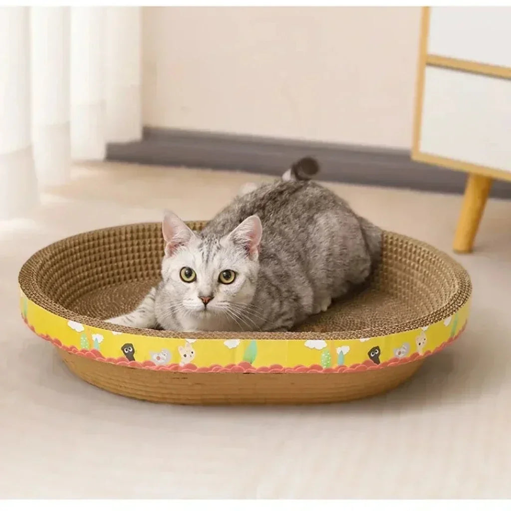 Oval Cat Scratching Board Corrugated Cardboard Cat Scratcher