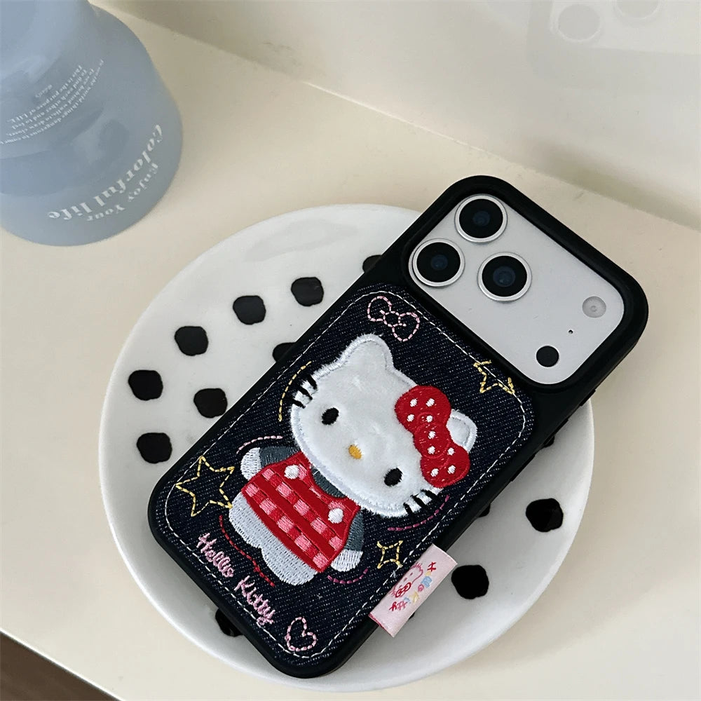 Leather Cartoon Hello Kitty Love Heart Stars iPhone Case