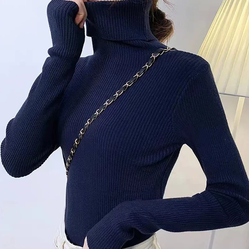 Women’s Soft Knit Turtleneck Sweater Autumn Winter Pullover Jumper