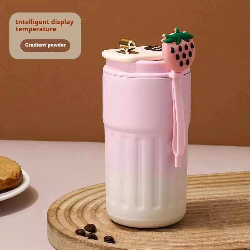 Smart Temperature Display Water Bottle 450ml – Stainless Steel Insulated Coffee Cup with LED Touch Screen
