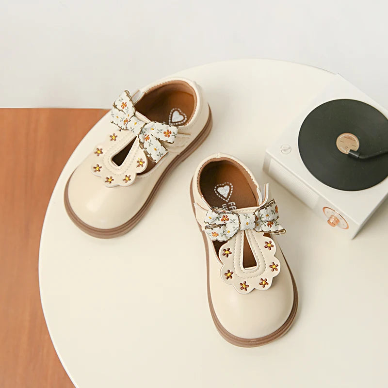 Girls Bow T Strap Oxford Shoes Soft Princess Dress Shoes for Kids