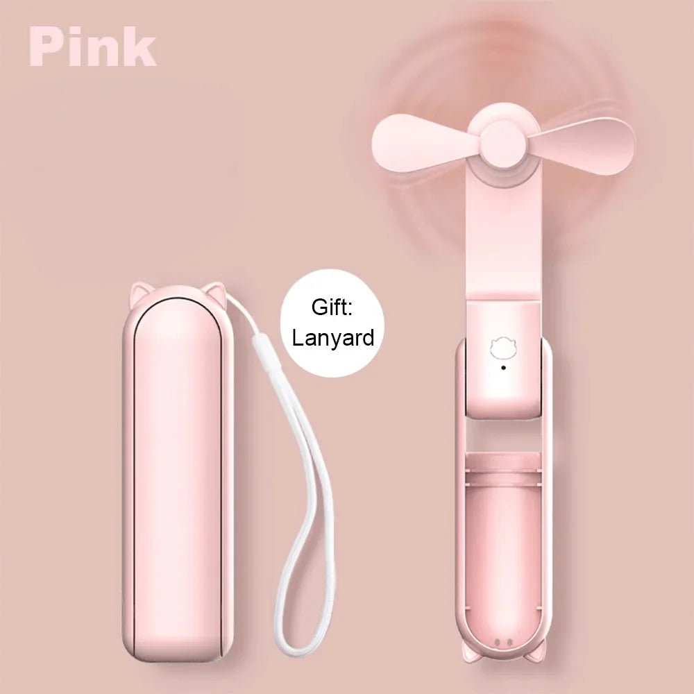 USB Rechargeable Mini Hand Fan – Foldable Portable Cooling Fan for Travel