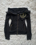 Women Y2K Army Green Denim Jacket Slim Fit Zipper Stand Collar Short Coat