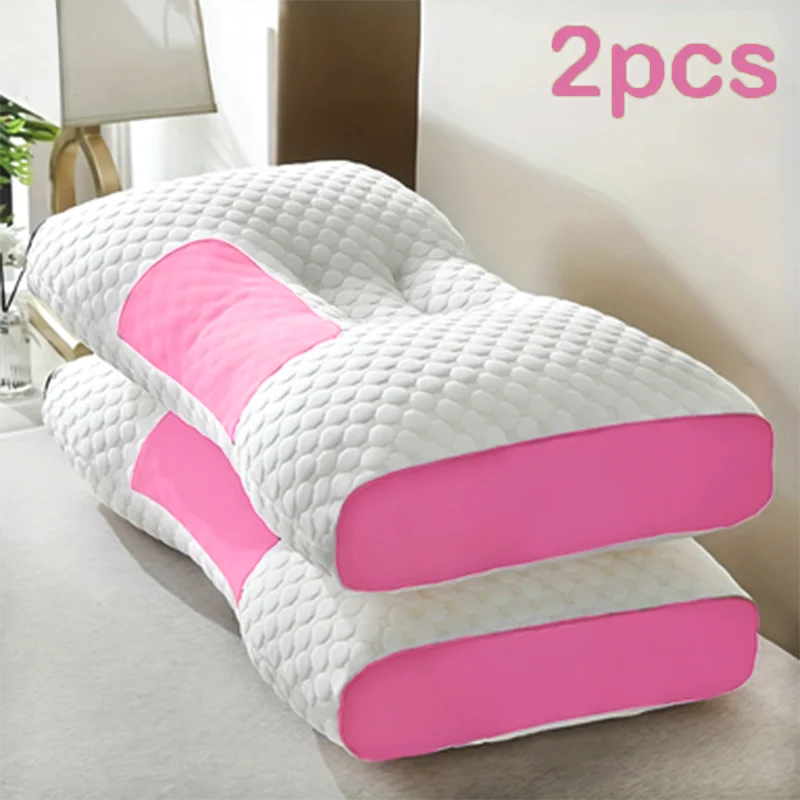 2pcs Ergonomic Neck Support Pillows Adjustable Orthopedic Contour Sleeping Pillow