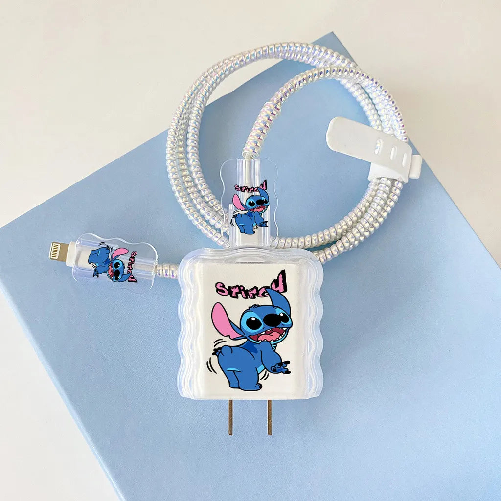 Cartoon Stitch Charger Cable Protector Case for iPhone Fast Charging Cable Winder